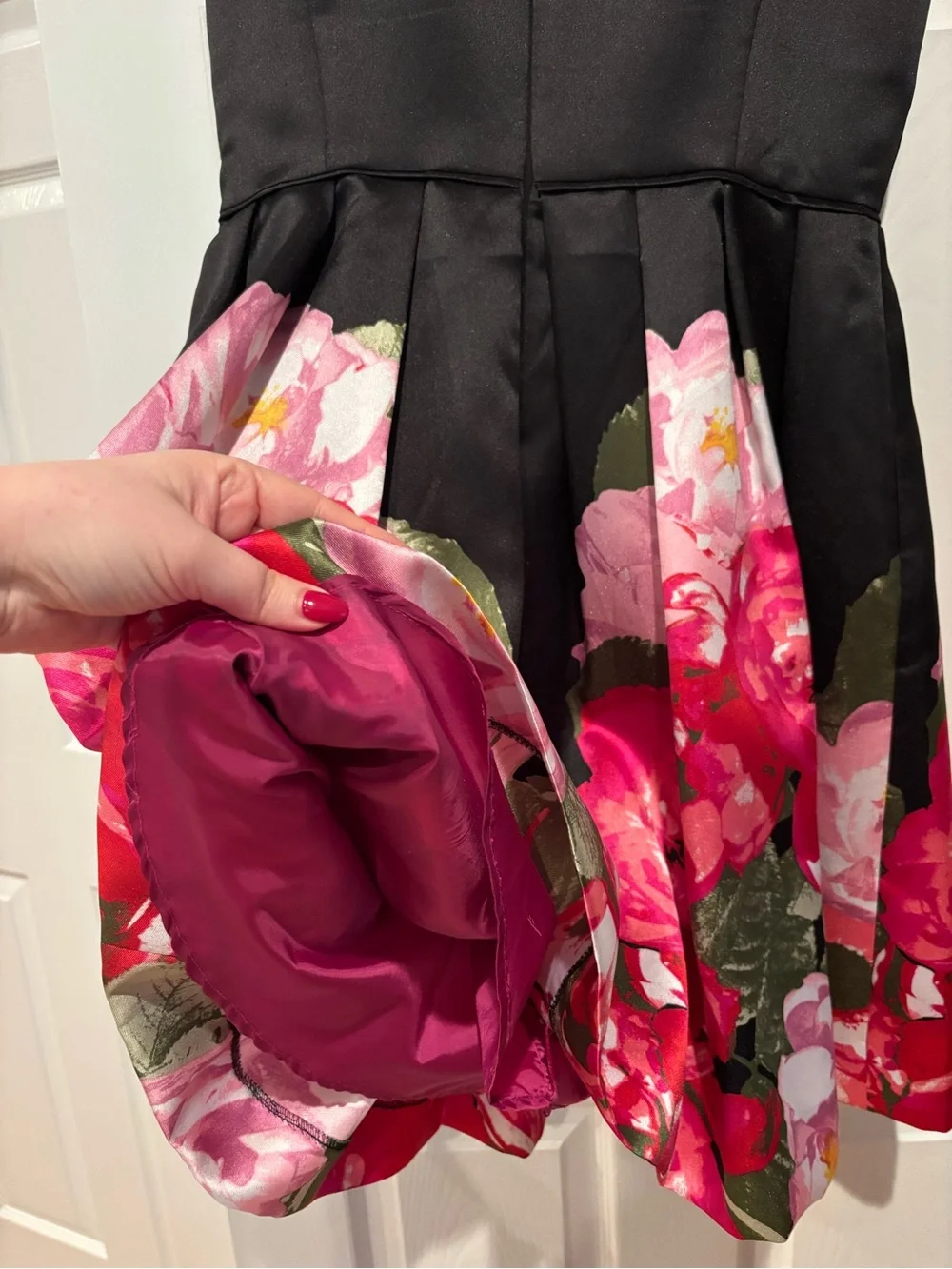 Tahari ASL Sleeveless Black Floral Bottom Mini Dress - Picture 3 of 6